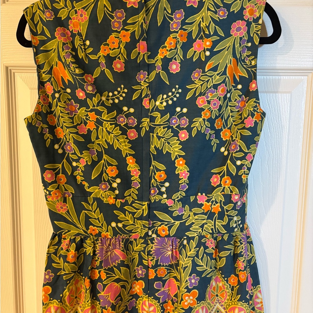 Floral Paisley Green and Orange Midi Dress - Picture 7 of 12